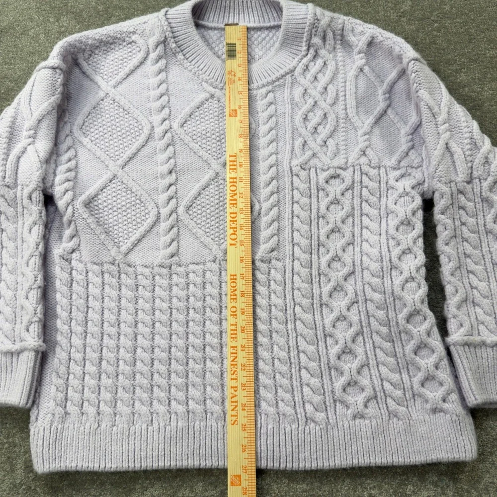 Free People On A Boat Sweater Womens Medium Lilac Lavender Cable Knit Patchwork